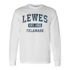 Lewes Delaware Deintage-Sportdesign Marineblau-Druck Langarmshirts