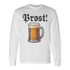 Prost Oktoberfest Bierfest Munich Lederhosen Gray Langarmshirts