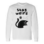 Stay Cat Gray Langarmshirts