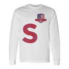 Usa Flag Letter S American Usa Red Langarmshirts