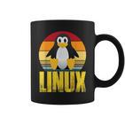 Linux Retrointage Penguin Nerd Sky And Geek Coding Tassen