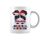 Croatia Hrvatska Djevojka Croatian Girl Croatia Flag Gray Tassen