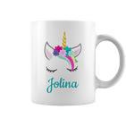 Jolina Name Geschenk Colourful Unicorn Jolina Tassen