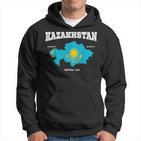 Kazakh Flag And Map Kazakhstan Coordinates Kapuzenpullover