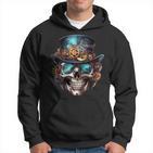 Steampunk Totenkopf Hut Zylinder Mechanik Zahnrad Cyborg Kapuzenpullover