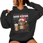 Bob Kurwa X Xmas Beer Flannelette Christmas Beer Kapuzenpullover für Damen