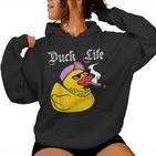 Duck Life Gangster Quietscheente Lustiges Ente Kapuzenpullover für Damen