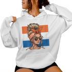 Holland Fan Item Women's Messy Bun Holland Flag Kapuzenpullover für Damen