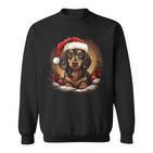 Dachshund With Santa Hat Christmas With Dog Sweatshirt