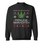 Happy Highnachten Ugly Christmas Hemp Marijuana Sweatshirt