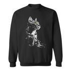 Katze Zeichnung Portrait Tierkunst Grafik Motiv Katze Sweatshirt