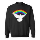 Weiße Friedenstaube Mit Regenbogen Sweatshirt