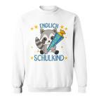 Children's Endlich Schulkind Raccoon School Cone School Cute Raccoon 80 Sweatshirt