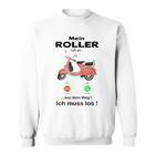 Mein Roller Ruft An Mofa Moped Retro Scooter Gray Sweatshirt