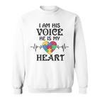 I Am Hisoice He Is My Heart Herzschlag Autism Awareness Son Sweatshirt