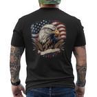 American Fan American Flag And Eagle Usa T-Shirt mit Rückendruck