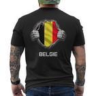 Belgium Belgie Flag Heart Fan Jersey T-Shirt mit Rückendruck