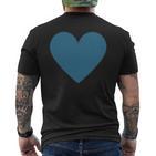 Blaues Herz Simples Minimalistisch Süßes Heart T-Shirt mit Rückendruck