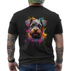 Colourful Miniature Schnauzer Dog T-Shirt mit Rückendruck