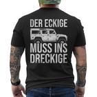 Defender D110 Geländewagen Offroad 4X4 Gelände Matsch Natur T-Shirt mit Rückendruck