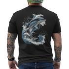 Delphin Tier Motiv Kunstwerk Delfin T-Shirt mit Rückendruck