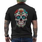 Dia De Los Muertos Decorative Mexican Head Sugar Skull T-Shirt mit Rückendruck