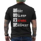 Eat Sleep Anime Repeat For Manga Fans T-Shirt mit Rückendruck