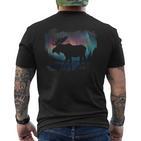 Elk Nordlicht Winter Hiking Alaska Nature Lovers T-Shirt mit Rückendruck