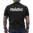 Freiburg Deutschland Skyline Silhouette Outline Sketch S T-Shirt mit Rückendruck