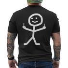 Stick Figure With Middle Finger T-Shirt mit Rückendruck