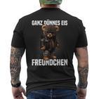 Ganz Dünnes Eis Freundchen Teddy Bear Annoyed Slogan T-Shirt mit Rückendruck