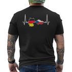 German Czech Flag Heart Lineintage T-Shirt mit Rückendruck