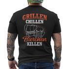 Grillen Chillen Bierchen Killen Saying S T-Shirt mit Rückendruck