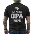 Ich Werde Opa 2025 Pregnancy Proclaim T-Shirt mit Rückendruck