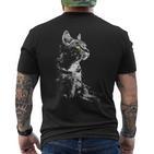 Katze Zeichnung Portrait Tierkunst Grafik Motiv Katze T-Shirt mit Rückendruck