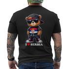 I Love Serbia Serbian Flag Teddy Bear Srbija T-Shirt mit Rückendruck