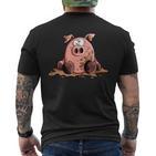 Pig In Mud I Pig I Pig Fun T-Shirt mit Rückendruck