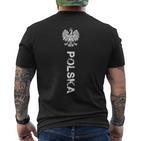 Polska Coat Of Arms And Eagle T-Shirt mit Rückendruck