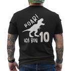 Roar Ich Bin 10 Jahre Alt 10Th Birthday T-Rex Dino T-Shirt mit Rückendruck