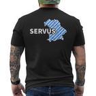 Servus Bayern Bavarian Slogan T-Shirt mit Rückendruck