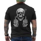 Skull Skeleton Middle Finger Adult Humour F You T-Shirt mit Rückendruck