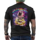 Space Cat Lama Pug Riding Nachos T-Shirt mit Rückendruck