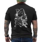 Super Cute Border Collie Cool Portrait On Chest T-Shirt mit Rückendruck