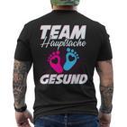 Team Hauptsache Gesund Gender Reveal T-Shirt mit Rückendruck