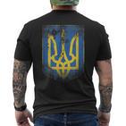 Ukraine Flag Crest Flag Logo Ukraine T-Shirt mit Rückendruck