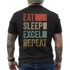 Vintage Retro Eat Sleep Excel Repeat  Excel T-Shirt mit Rückendruck