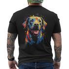 Watercolour Colourful Labrador Labbi T-Shirt mit Rückendruck