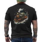 Weihnachtszugintage Dampflokomotive Retro Zug Leiter T-Shirt mit Rückendruck