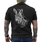 Zebra Portrait Drawing Wildlife Animal Print Nature Motif T-Shirt mit Rückendruck