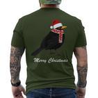 Bird With Red Christmas Hat Scarf Christmas Outfit Bird T-Shirt mit Rückendruck